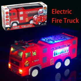 Electric Fire Truck Kids Toy - With Bright Flashing 4D Lights & Real Siren Sounds | Bump And Go Firetruck For Boys | Automatic Steering On Contac