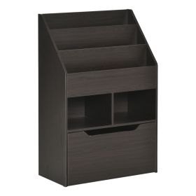 HOMCOM Kids Bookcase, Multi-Shelf Organizer with Mobile Drawer, Brown Storage for Books, Magazines, Toys in Bedroom, Playroom