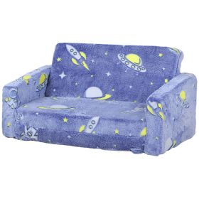 Qaba Couch with Glow in the Dark Space Patten, Washable Cover, Blue