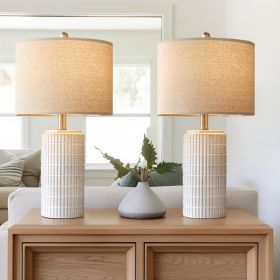 PoKat 23" Modern Ceramic Table Lamp Set of 2 for Living Room White Desk Lamps for Bedroom Farmhouse Bedside Nightstand Bedside Lamp End Table Lam