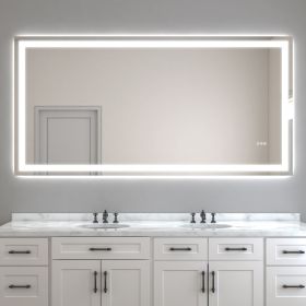 72x36" Frameless Eco-Friendly Silver MirrorDual LED Light StripsFront and Back Lighting