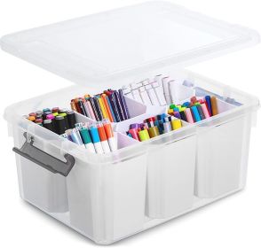 Plastic Storage Bins Clear Storage Box with Lids Multipurpose Stackable Storage Containers for Organizing Tool, Craft, Crayon