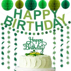 Green Birthday Decorations Pre-Strung Happy Birthday Banner