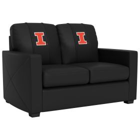 Silver Loveseat with Illinois Fighting Illini Block I Logo