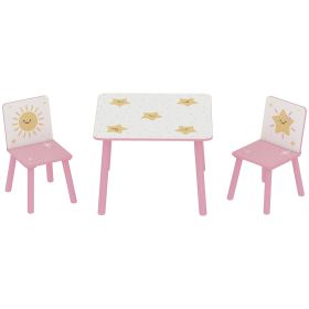Qaba 3-Piece Kids Toddler Table and Chair Set Furniture for Boys and Girls Aged 3-8, Bedroom, Nursery, Playroom, Pink