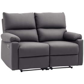 2 Seater Reclining Chair, Loveseat Recliner Sofa with Footrest and Split Backrest, Dark Grey