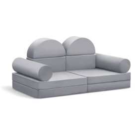 10PCS Toddler Modular Play Couch (Color: grey)