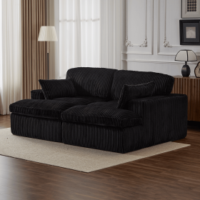 Double Chaise Lounge Chair Indoor,Oversized Upholstered Sleeper Cloud Couch,Deep Seat Luxury Sofa Bed,Sectional Sofa Chaise Love-seat (Color: black)